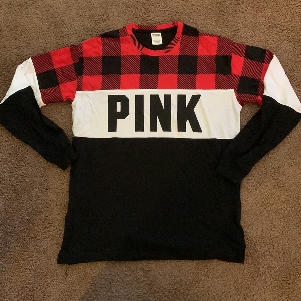 Buffalo plaid PINK brand long sleeve tee